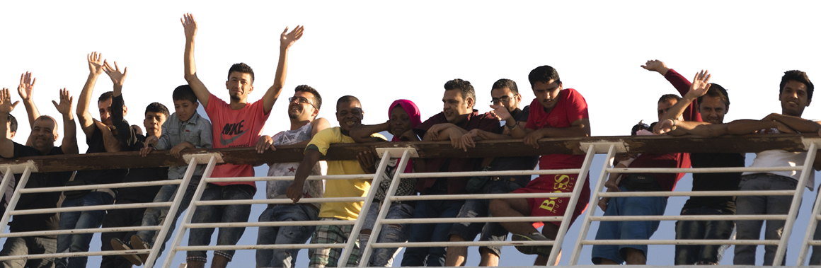 © 2015 Peter van Agtmael/Magnum Photo Refugees waving goodbye as they take a ferry from Kos to Athens
