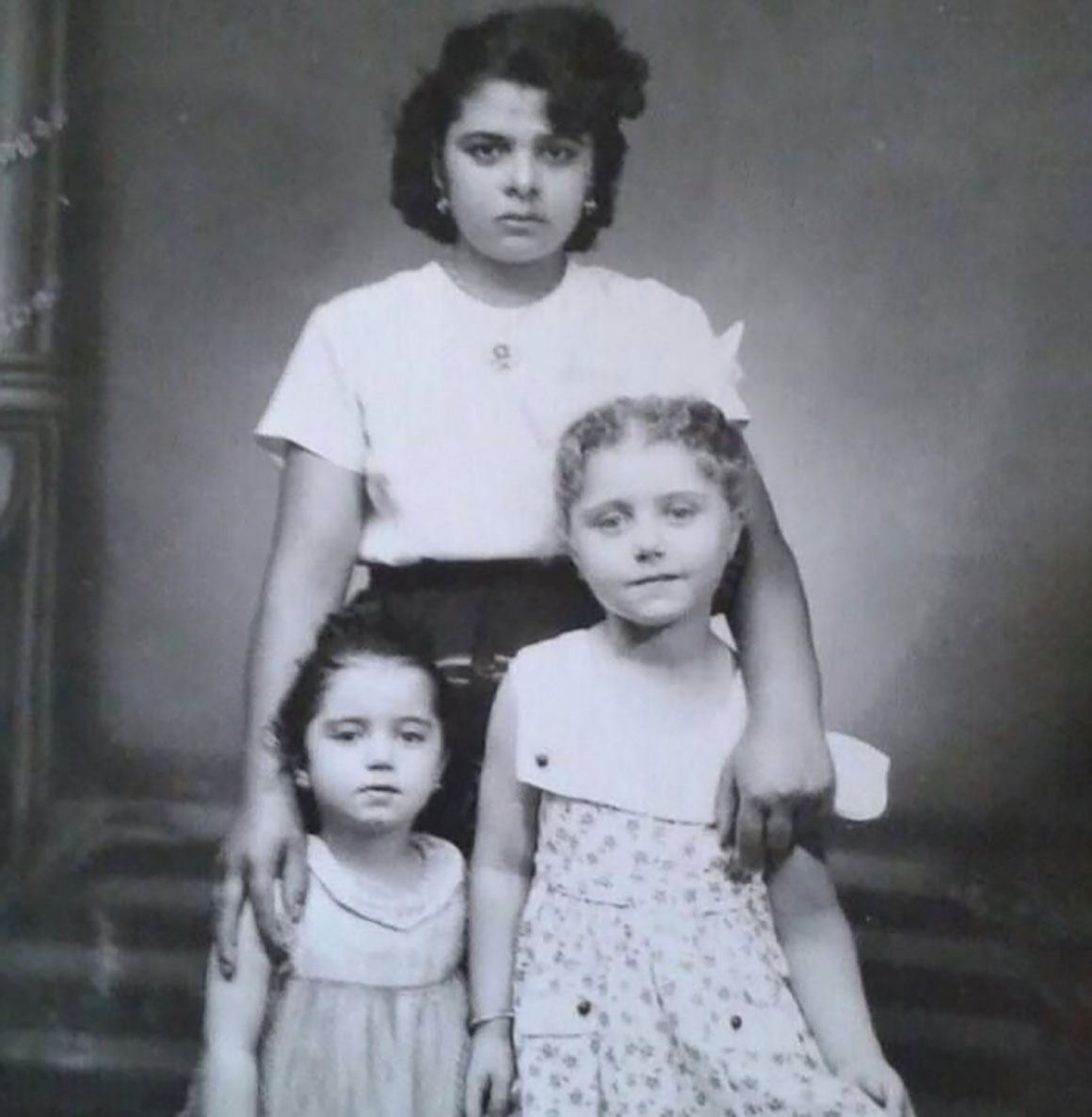 © Family photo, circa 1956. Author's mother, aunt, and their caretaker, Damascus